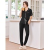 image:imageEkouaer Women Pajama Set Short Sleeve Button Down Pjs with Jogger Pants  Soft Comfy Sleepwear Nightwear2 Piece Lounge Set with PocketsBlack