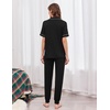image:imageEkouaer Women Pajama Set Short Sleeve Button Down Pjs with Jogger Pants  Soft Comfy Sleepwear Nightwear2 Piece Lounge Set with PocketsBlack
