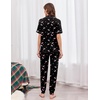 image:imageEkouaer Women Pajama Set Short Sleeve Button Down Pjs with Jogger Pants  Soft Comfy Sleepwear Nightwear2 Piece Lounge Set with PocketsBlack Cherry