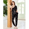 image:imageEkouaer Women Pajama Set Short Sleeve Button Down Pjs with Jogger Pants  Soft Comfy Sleepwear Nightwear2 Piece Lounge Set with PocketsBlack Cherry