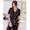 image:imageEkouaer Women Pajama Set Short Sleeve Button Down Pjs with Jogger Pants  Soft Comfy Sleepwear Nightwear2 Piece Lounge Set with PocketsBlack Cherry