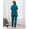 image:imageEkouaer Women Pajama Set Short Sleeve Button Down Pjs with Jogger Pants  Soft Comfy Sleepwear Nightwear2 Piece Lounge Set with PocketsBlue Green