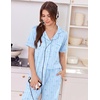 image:imageEkouaer Women Pajama Set Short Sleeve Button Down Pjs with Jogger Pants  Soft Comfy Sleepwear Nightwear2 Piece Lounge Set with PocketsBlue Stripe Bow