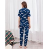 image:imageEkouaer Women Pajama Set Short Sleeve Button Down Pjs with Jogger Pants  Soft Comfy Sleepwear Nightwear2 Piece Lounge Set with PocketsBlue Zebra