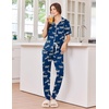 image:imageEkouaer Women Pajama Set Short Sleeve Button Down Pjs with Jogger Pants  Soft Comfy Sleepwear Nightwear2 Piece Lounge Set with PocketsBlue Zebra