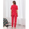 image:imageEkouaer Women Pajama Set Short Sleeve Button Down Pjs with Jogger Pants  Soft Comfy Sleepwear Nightwear2 Piece Lounge Set with PocketsChristmas Red