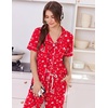 image:imageEkouaer Women Pajama Set Short Sleeve Button Down Pjs with Jogger Pants  Soft Comfy Sleepwear Nightwear2 Piece Lounge Set with PocketsChristmas Red