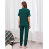 image:imageEkouaer Women Pajama Set Short Sleeve Button Down Pjs with Jogger Pants  Soft Comfy Sleepwear Nightwear2 Piece Lounge Set with PocketsDark Green