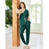 image:imageEkouaer Women Pajama Set Short Sleeve Button Down Pjs with Jogger Pants  Soft Comfy Sleepwear Nightwear2 Piece Lounge Set with PocketsDark Green