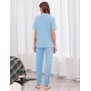 image:imageEkouaer Women Pajama Set Short Sleeve Button Down Pjs with Jogger Pants  Soft Comfy Sleepwear Nightwear2 Piece Lounge Set with PocketsLight Blue