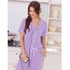 image:imageEkouaer Women Pajama Set Short Sleeve Button Down Pjs with Jogger Pants  Soft Comfy Sleepwear Nightwear2 Piece Lounge Set with PocketsLight Purple