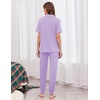 image:imageEkouaer Women Pajama Set Short Sleeve Button Down Pjs with Jogger Pants  Soft Comfy Sleepwear Nightwear2 Piece Lounge Set with PocketsLight Purple