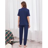 image:imageEkouaer Women Pajama Set Short Sleeve Button Down Pjs with Jogger Pants  Soft Comfy Sleepwear Nightwear2 Piece Lounge Set with PocketsNavy Blue