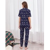 image:imageEkouaer Women Pajama Set Short Sleeve Button Down Pjs with Jogger Pants  Soft Comfy Sleepwear Nightwear2 Piece Lounge Set with PocketsNavy Blue Teddy