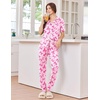 image:imageEkouaer Women Pajama Set Short Sleeve Button Down Pjs with Jogger Pants  Soft Comfy Sleepwear Nightwear2 Piece Lounge Set with PocketsPink Bow