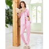 image:imageEkouaer Women Pajama Set Short Sleeve Button Down Pjs with Jogger Pants  Soft Comfy Sleepwear Nightwear2 Piece Lounge Set with PocketsPink Stripe Heart