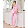 image:imageEkouaer Women Pajama Set Short Sleeve Button Down Pjs with Jogger Pants  Soft Comfy Sleepwear Nightwear2 Piece Lounge Set with PocketsPink Stripe Heart