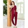 image:imageEkouaer Women Pajama Set Short Sleeve Button Down Pjs with Jogger Pants  Soft Comfy Sleepwear Nightwear2 Piece Lounge Set with PocketsWine Red