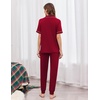 image:imageEkouaer Women Pajama Set Short Sleeve Button Down Pjs with Jogger Pants  Soft Comfy Sleepwear Nightwear2 Piece Lounge Set with PocketsWine Red