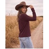 image:imageEkouaer Womens Casual Shirts Long Sleeve Tops Thermal Tshirts Fall Clothes  Crewneck Breathable Comfort Lightweight Workout Basic Tees Solid or Graphic Tshirts 2026 Fashion OutfitBurgundy