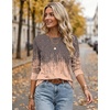 image:imageEkouaer Womens Casual Shirts Long Sleeve Tops Thermal Tshirts Fall Clothes  Crewneck Breathable Comfort Lightweight Workout Basic Tees Solid or Graphic Tshirts 2026 Fashion OutfitDark Gray Orange Gradient Color