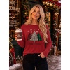 image:imageEkouaer Womens Casual Shirts Long Sleeve Tops Thermal Tshirts Fall Clothes  Crewneck Breathable Comfort Lightweight Workout Basic Tees Solid or Graphic Tshirts 2026 Fashion OutfitRed Christmas Tree