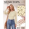 image:imageEkouaer Womens Mesh Long Sleeve Tops Fall Fashion Crew Neck Slim Fit Shirts  Floral Pattern Sheer Tulle See Though Tees Going Out Clothes Super Stretchy Outfits Thermal Tops Night Out UnderscurbsBeige