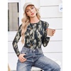 image:imageEkouaer Womens Mesh Long Sleeve Tops Fall Fashion Crew Neck Slim Fit Shirts  Floral Pattern Sheer Tulle See Though Tees Going Out Clothes Super Stretchy Outfits Thermal Tops Night Out UnderscurbsTie Dye