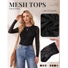 image:imageEkouaer Womens Mesh Long Sleeve Tops Fall Fashion Crew Neck Slim Fit Shirts  Floral Pattern Sheer Tulle See Though Tees Going Out Clothes Super Stretchy Outfits Thermal Tops Night Out UnderscurbsA Black Floral