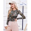 image:imageEkouaer Womens Mesh Long Sleeve Tops Fall Fashion Crew Neck Slim Fit Shirts  Floral Pattern Sheer Tulle See Though Tees Going Out Clothes Super Stretchy Outfits Thermal Tops Night Out UnderscurbsFloral Fierce