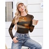 image:imageEkouaer Womens Mesh Long Sleeve Tops Fall Fashion Crew Neck Slim Fit Shirts  Floral Pattern Sheer Tulle See Though Tees Going Out Clothes Super Stretchy Outfits Thermal Tops Night Out UnderscurbsTie Dye Print