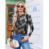 image:imageEkouaer Womens Mesh Long Sleeve Tops Fall Fashion Mock Neck Slim Fit Shirts  Mock Turtleneck Floral Pattern Sheer Tulle Night Out Clothes Stretchy See Though Outfits Sexy Thermal BlousesTie Dye