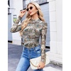 image:imageEkouaer Womens Mesh Long Sleeve Tops Fall Fashion Mock Neck Slim Fit Shirts  Mock Turtleneck Floral Pattern Sheer Tulle Night Out Clothes Stretchy See Though Outfits Sexy Thermal BlousesBrown White