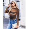 image:imageEkouaer Womens Mesh Long Sleeve Tops Fall Fashion Mock Neck Slim Fit Shirts  Mock Turtleneck Floral Pattern Sheer Tulle Night Out Clothes Stretchy See Though Outfits Sexy Thermal BlousesTie Dye Print