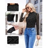 image:imageEkouaer Womens Mesh Long Sleeve Tops Fall Fashion Mock Neck Slim Fit Shirts  Mock Turtleneck Floral Pattern Sheer Tulle Night Out Clothes Stretchy See Though Outfits Sexy Thermal BlousesA Black Floral
