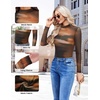 image:imageEkouaer Womens Mesh Long Sleeve Tops Fall Fashion Mock Neck Slim Fit Shirts  Mock Turtleneck Floral Pattern Sheer Tulle Night Out Clothes Stretchy See Though Outfits Sexy Thermal BlousesTie Dye Print