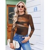 image:imageEkouaer Womens Mesh Long Sleeve Tops Fall Fashion Mock Neck Slim Fit Shirts  Mock Turtleneck Floral Pattern Sheer Tulle Night Out Clothes Stretchy See Though Outfits Sexy Thermal BlousesTie Dye Print