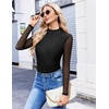 image:imageEkouaer Womens Mesh Long Sleeve Tops Fall Fashion Mock Neck Slim Fit Shirts  Mock Turtleneck Floral Pattern Sheer Tulle Night Out Clothes Stretchy See Though Outfits Sexy Thermal BlousesA Black