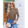 image:imageEkouaer Womens Mesh Long Sleeve Tops Fall Fashion Mock Neck Slim Fit Shirts  Mock Turtleneck Floral Pattern Sheer Tulle Night Out Clothes Stretchy See Though Outfits Sexy Thermal BlousesLeopard Print