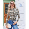 image:imageEkouaer Womens Mesh Long Sleeve Tops Fall Fashion Mock Neck Slim Fit Shirts  Mock Turtleneck Floral Pattern Sheer Tulle Night Out Clothes Stretchy See Though Outfits Sexy Thermal BlousesBrown White