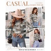 image:imageEkouaer Womens Mesh Long Sleeve Tops Fall Fashion Mock Neck Slim Fit Shirts  Mock Turtleneck Floral Pattern Sheer Tulle Night Out Clothes Stretchy See Though Outfits Sexy Thermal BlousesBrown White