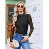 image:imageEkouaer Womens Mesh Long Sleeve Tops Fall Fashion Mock Neck Slim Fit Shirts  Mock Turtleneck Floral Pattern Sheer Tulle Night Out Clothes Stretchy See Though Outfits Sexy Thermal BlousesA Black