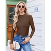 image:imageEkouaer Womens Mesh Long Sleeve Tops Fall Fashion Mock Neck Slim Fit Shirts  Mock Turtleneck Floral Pattern Sheer Tulle Night Out Clothes Stretchy See Though Outfits Sexy Thermal BlousesBrown