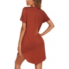 image:imageEkouaer Womens Nightgown V Neck Button Down Sleepshirts Soft Sleepdress  Soft Loose Sleep Shirt with Split Hem for Sleep Lounging Labor Maternity Hospital and Relaxed Nursing Access at HomeVermilion