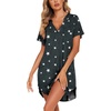 image:imageEkouaer Womens Nightgown V Neck Button Down Sleepshirts Soft Sleepdress  Soft Loose Sleep Shirt with Split Hem for Sleep Lounging Labor Maternity Hospital and Relaxed Nursing Access at HomeGrey Star
