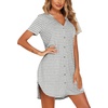 image:imageEkouaer Womens Nightgown V Neck Button Down Sleepshirts Soft Sleepdress  Soft Loose Sleep Shirt with Split Hem for Sleep Lounging Labor Maternity Hospital and Relaxed Nursing Access at HomeStriped