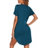 image:imageEkouaer Womens Nightgown V Neck Button Down Sleepshirts Soft Sleepdress  Soft Loose Sleep Shirt with Split Hem for Sleep Lounging Labor Maternity Hospital and Relaxed Nursing Access at HomeBlue Green