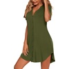 image:imageEkouaer Womens Nightgown V Neck Button Down Sleepshirts Soft Sleepdress  Soft Loose Sleep Shirt with Split Hem for Sleep Lounging Labor Maternity Hospital and Relaxed Nursing Access at HomeArmy Green