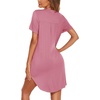 image:imageEkouaer Womens Nightgown V Neck Button Down Sleepshirts Soft Sleepdress  Soft Loose Sleep Shirt with Split Hem for Sleep Lounging Labor Maternity Hospital and Relaxed Nursing Access at HomePearl Pink