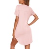 image:imageEkouaer Womens Nightgown V Neck Button Down Sleepshirts Soft Sleepdress  Soft Loose Sleep Shirt with Split Hem for Sleep Lounging Labor Maternity Hospital and Relaxed Nursing Access at HomeLight Pink